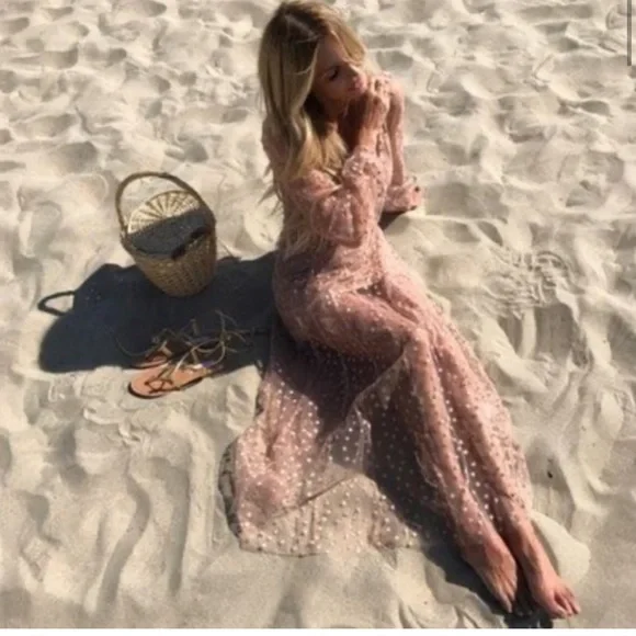 For Love & Lemons All That Glitters Maxi Dress in White NWT
